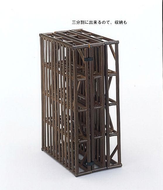 籐ラタン３つ折りすのこベッド シングル 籐ベッド ブラウン系（1133）