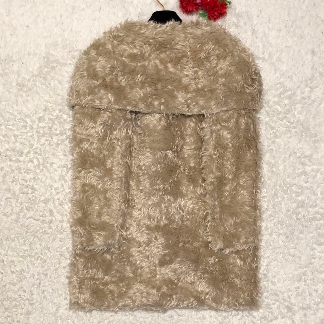 ［美品］2012 プラダ　モヘア　ファーコート　エコ　ロングコート もこもこ