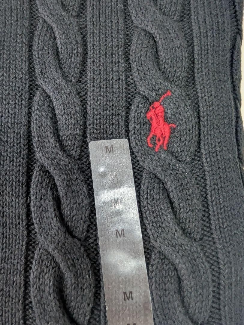 Polo Ralph Lauren ブラック ケーブルニットセーター ジップ M