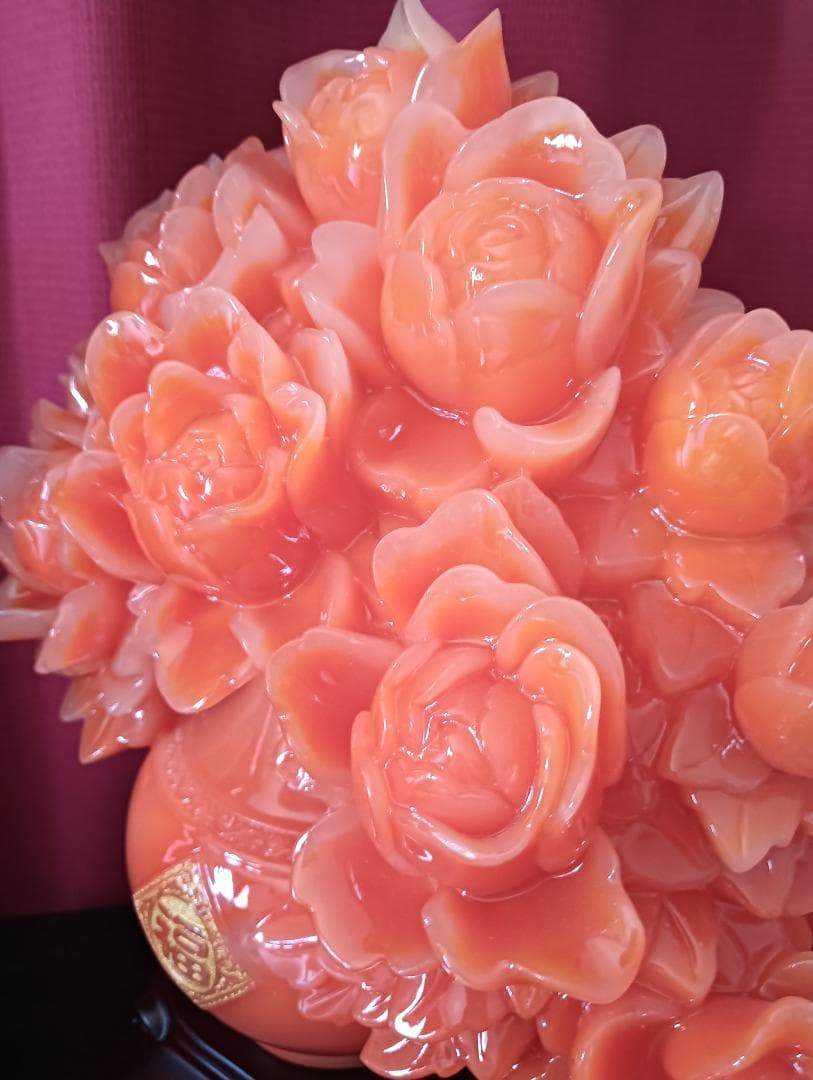 おすすめ！中国工芸品　牡丹の花置物　風水アイテム