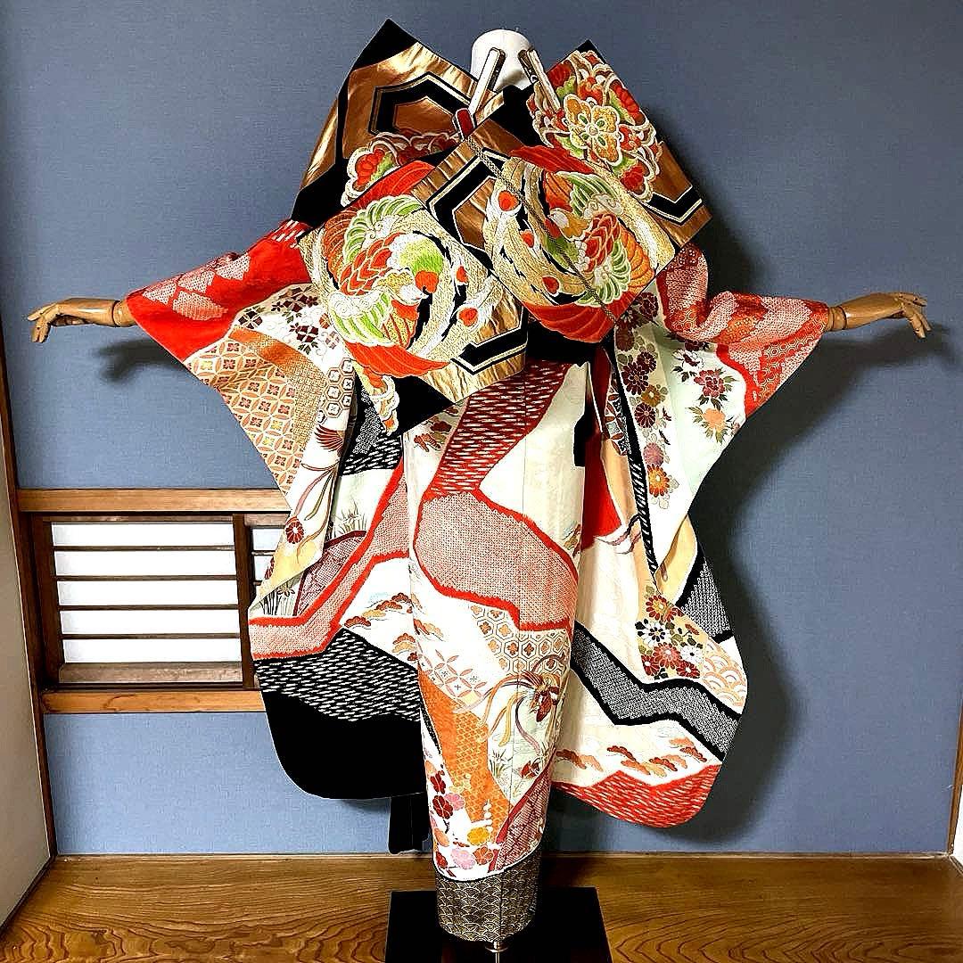 振袖フルセット　絞り　手描き友禅　手刺繍　吉祥文様　鳳凰　成人式振袖　振袖