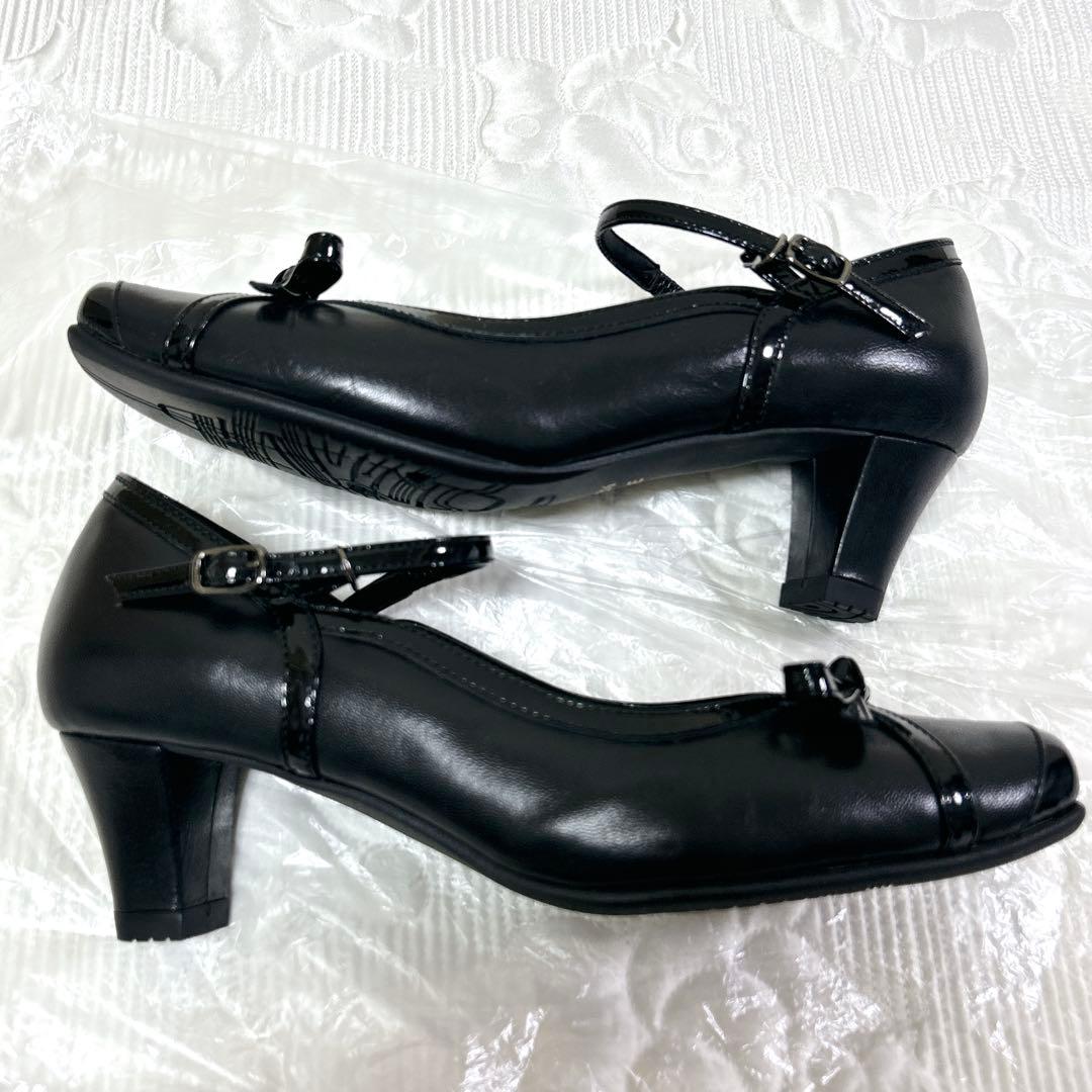 極美品❤︎アシックス ペダラ パンプス リボン ストラップ レザー 23.5 2E