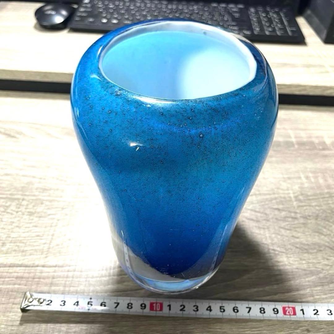 ガラス製フラワーベース　花瓶　ガラス工芸品　ブルーサファイア 約20cm/3kg