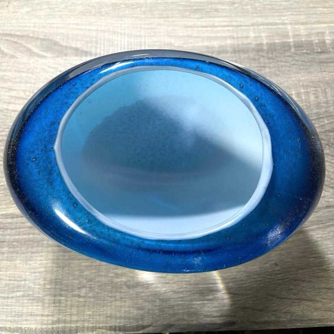 ガラス製フラワーベース　花瓶　ガラス工芸品　ブルーサファイア 約20cm/3kg