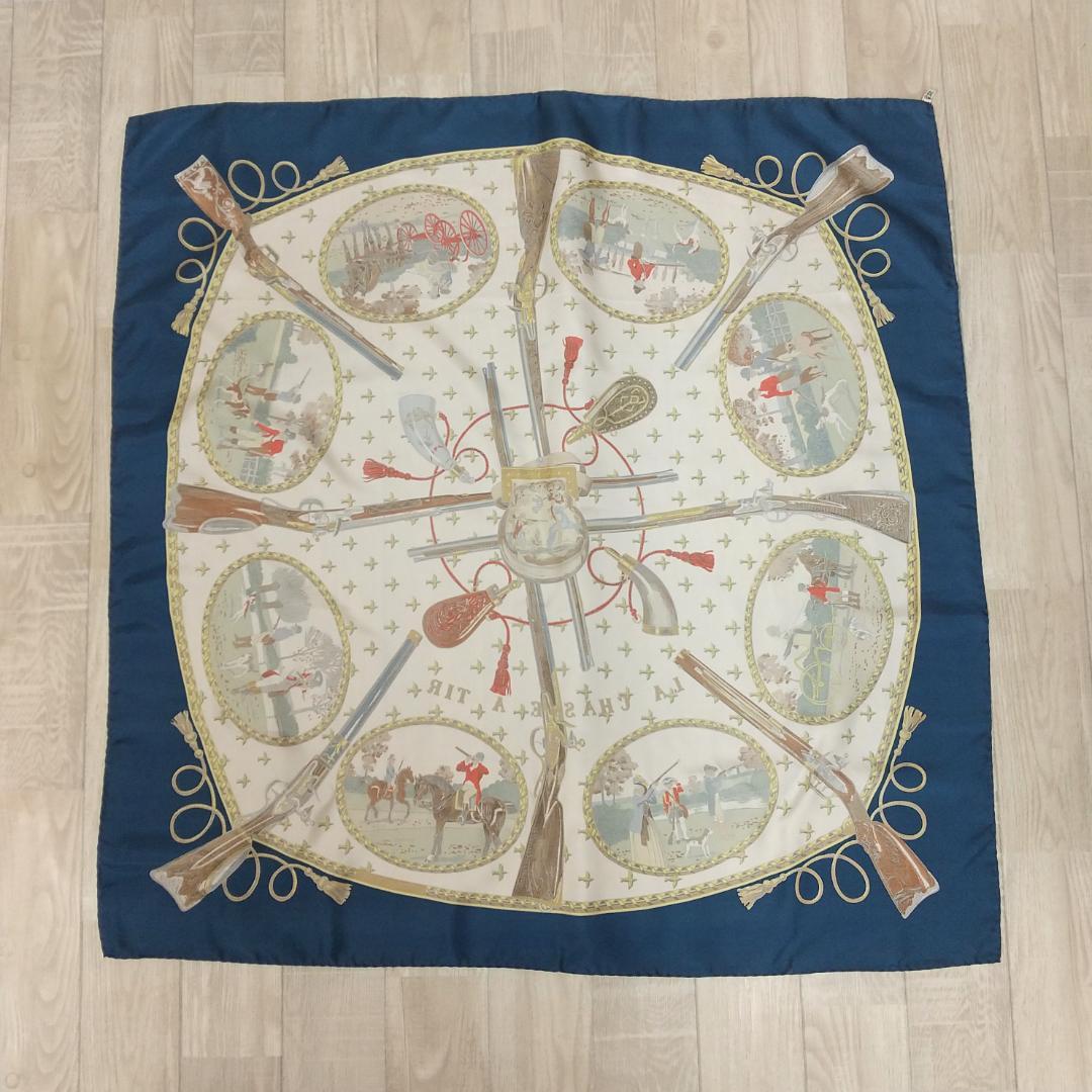 エルメス/カレ90スカーフ/ラシャッセアティル/シルク100％/ヴィンテージ