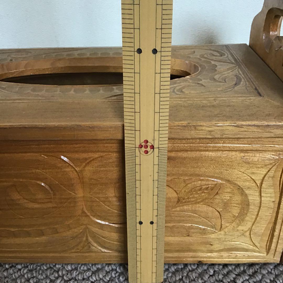 美品☆アイヌ工芸　木彫　アンティーク　アイヌ紋様 ティッシュボックス