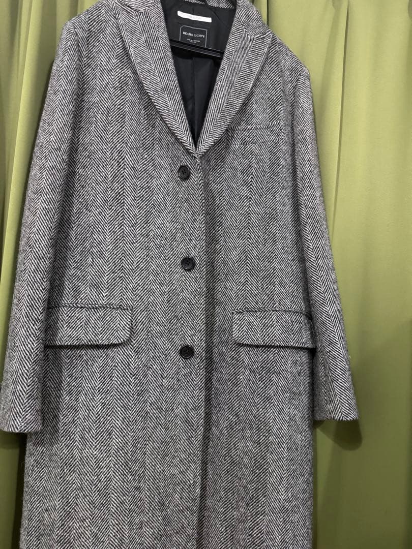 グレー ヘリンボーン ツイードコート