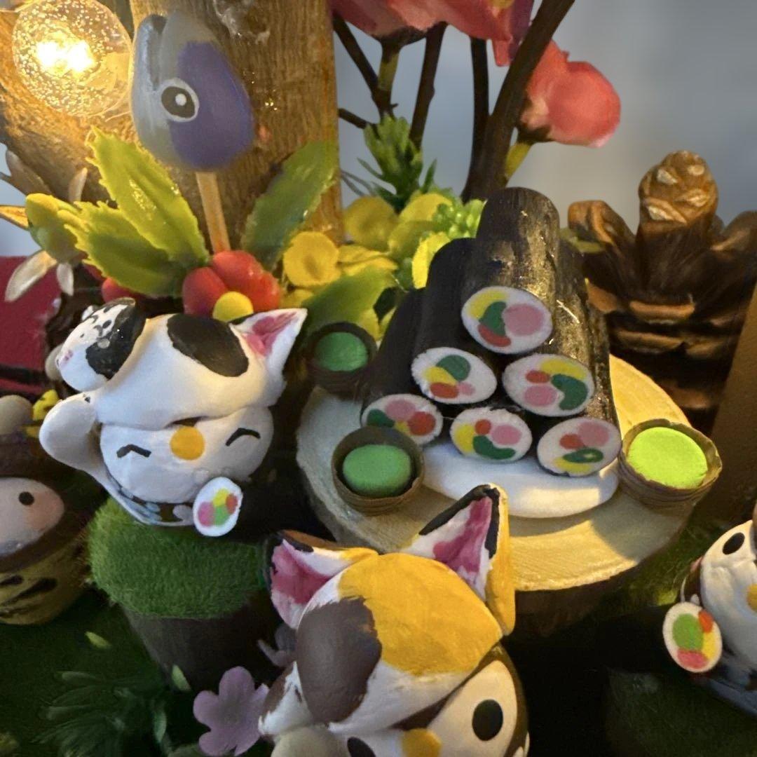 どんぐりアート♡2026年度節分　猫帽子BIGオブジェ　一点物♡