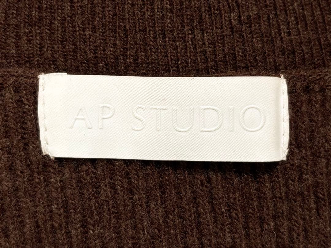 美品 AP STUDIO ハイネック ウールチュニックワンピース ブラウン 上質