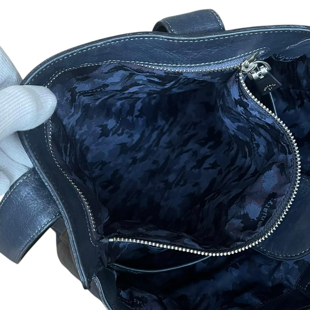 美品 aniary ハンドル キルティング レザー トートバッグ ネイビー A4