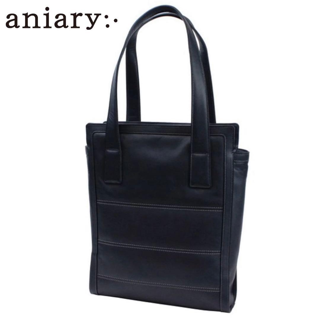 美品 aniary ハンドル キルティング レザー トートバッグ ネイビー A4