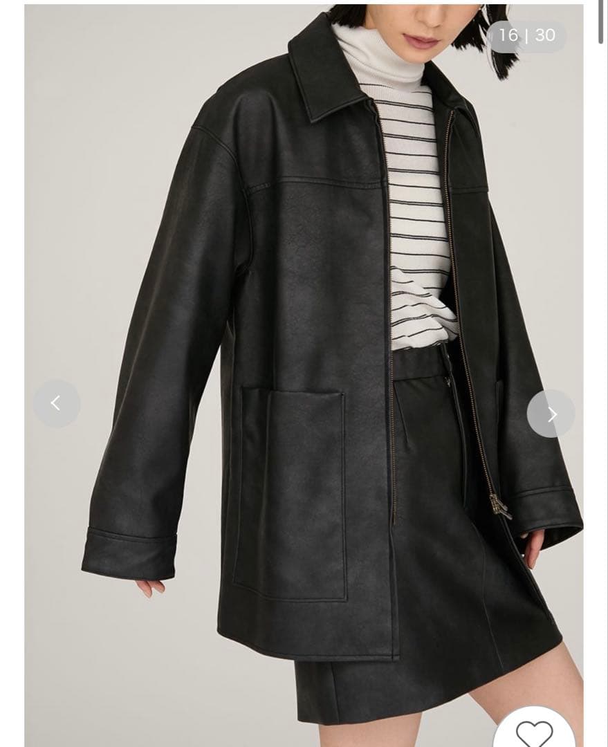 フェイクレザーダブルジップブルゾン