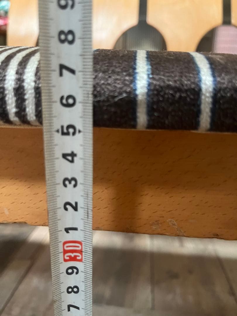 長椅子 ベンチ ソファ 昭和レトロ 当時物 インテリア アンティーク ストライプ