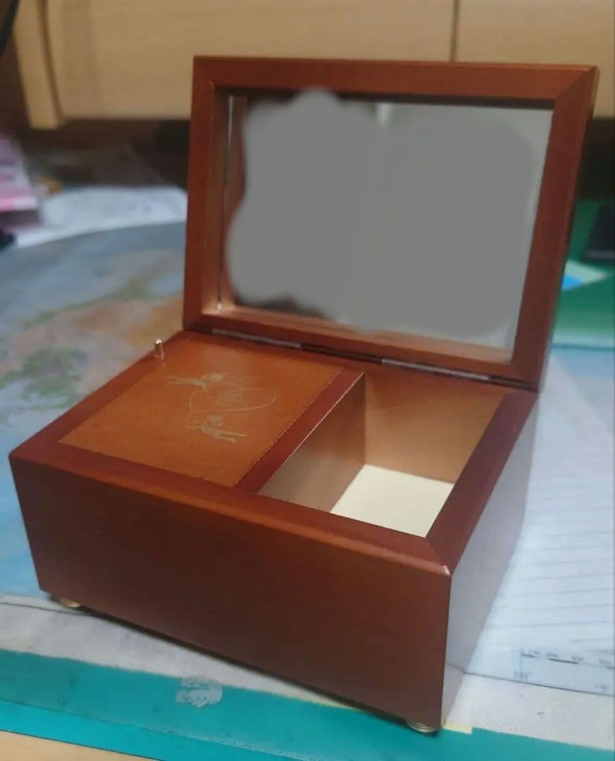 木製オルゴールボックス ミラー付き