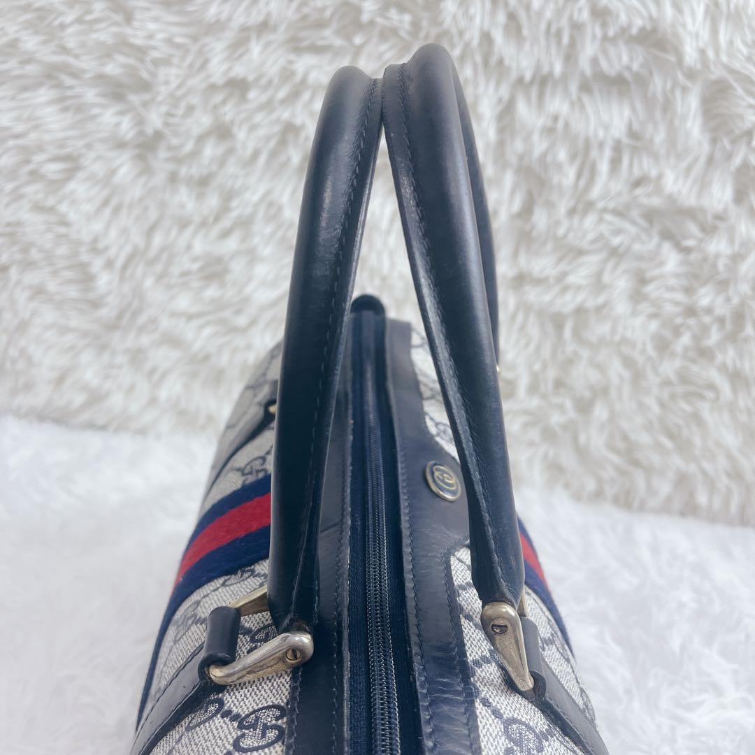 GUCCI グッチ ミニボストンバッグ シェリーライン GGスプリーム ネイビー