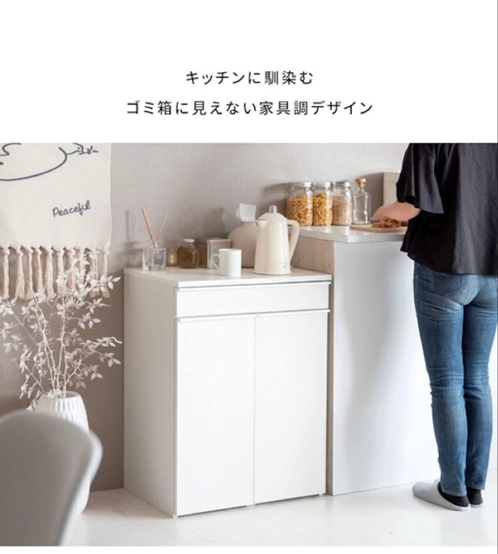 オシャレ✨ゴミ箱　棚　白　キャスター付き　便利　45L 2個　ダストボックス