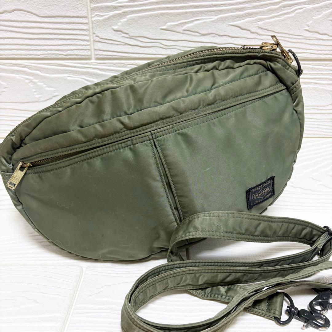 【人気】PORTER タンカー ショルダーバッグ セージグリーン ハーフムーン
