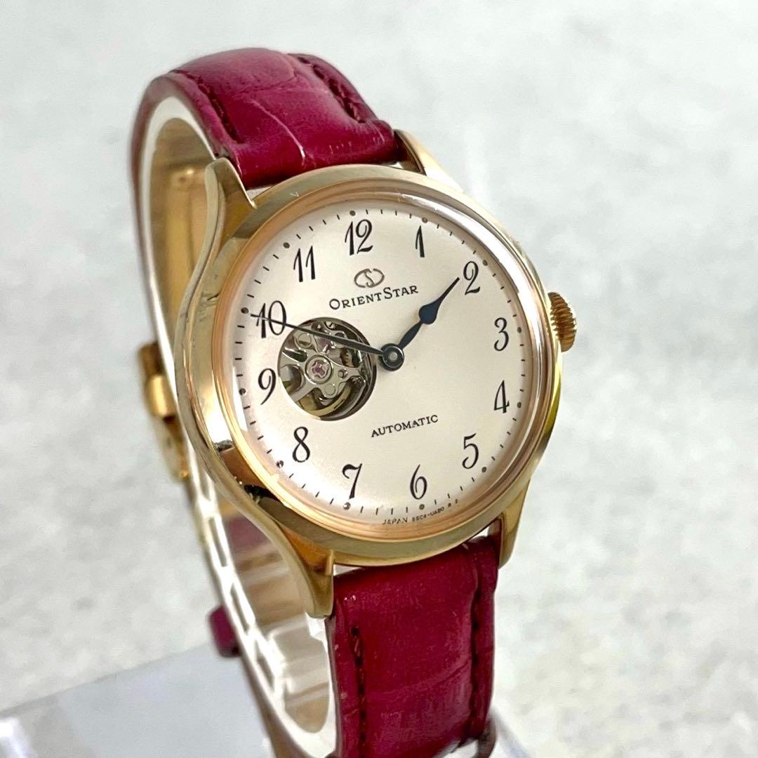 オリエントスター 自動巻き 腕時計 レディース オープンハート 裏スケ