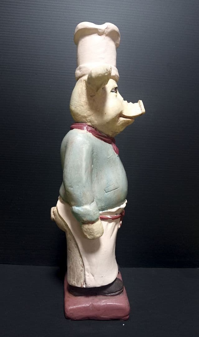 レア 30cm 大きなフレンチシェフピッグ アンティーク雑貨ヴィンテージオブジェ