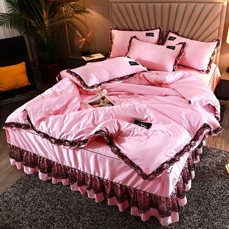 4ピースプリンセスウインドベッドスカートウォッシュドコットン