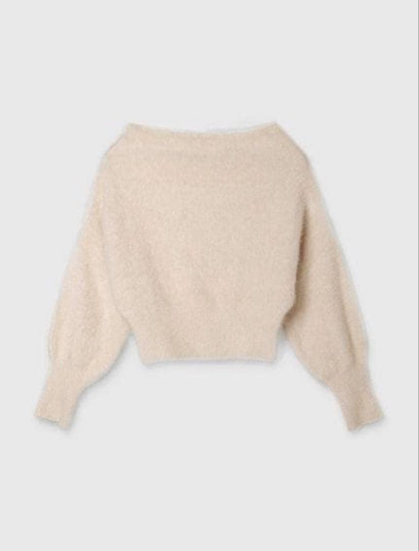 【美品】anuans ラクーンフォックスオフショルニットプルオーバー LBEG