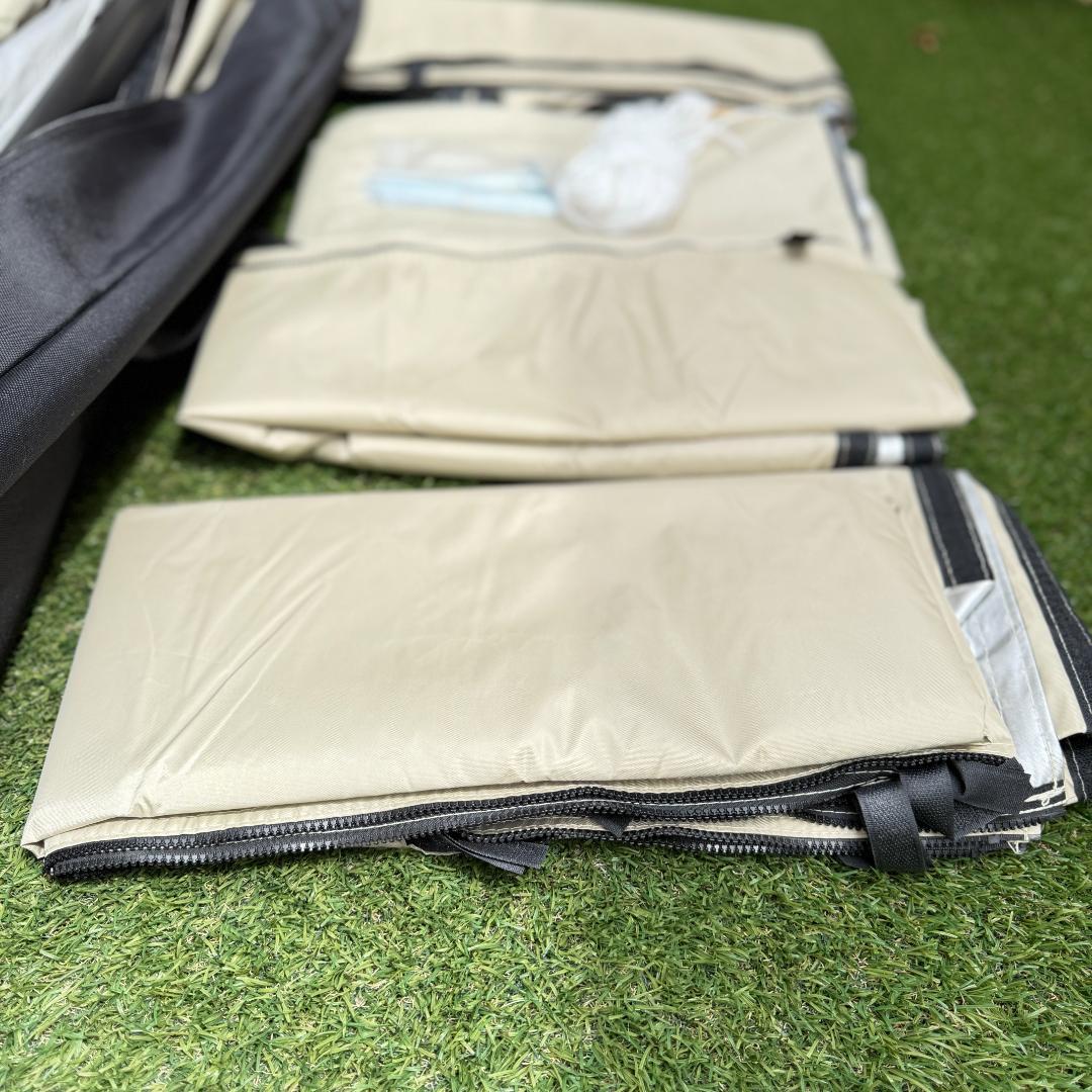 サイドシート付き タープテント 3m×3m ワンタッチ テント サンドベージュ