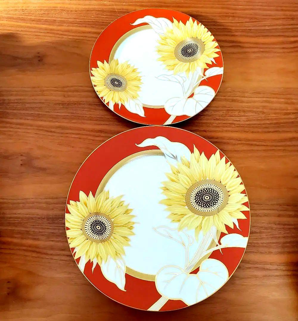 【新品未使用品】香蘭社　ひまわり　ディナー皿　大皿　プレート皿　金彩