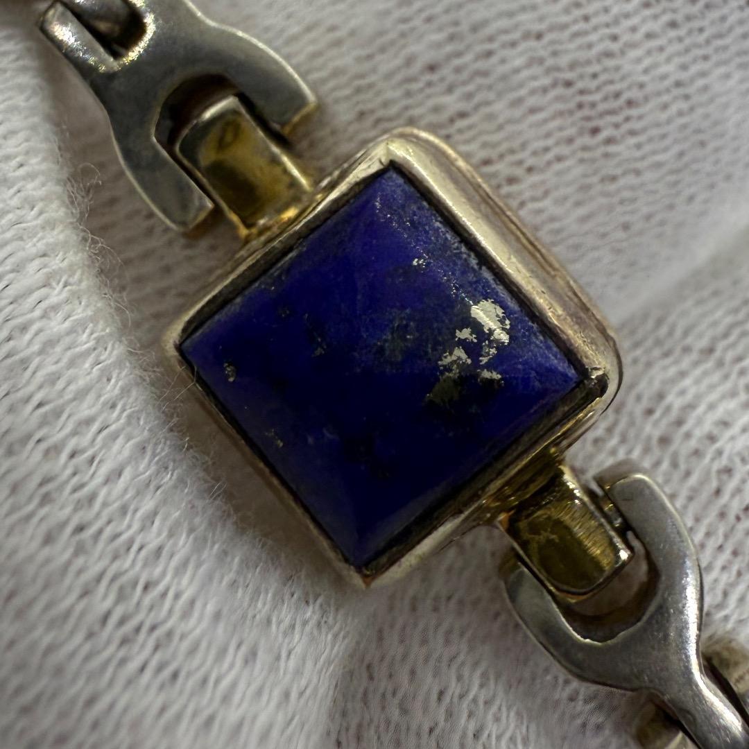 シルバー 925 ブレスレット 青石付き 18cm