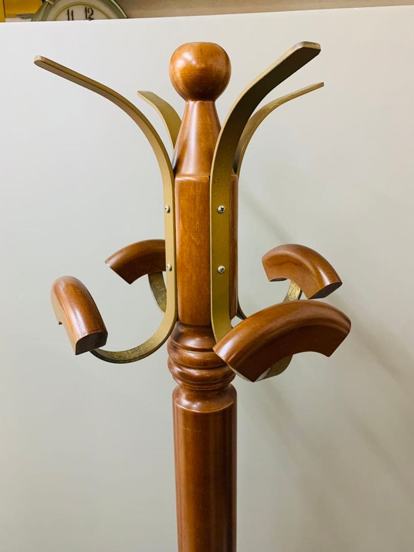 【美品】コートハンガー 木アンティーク, 高級ポールハンガーラック