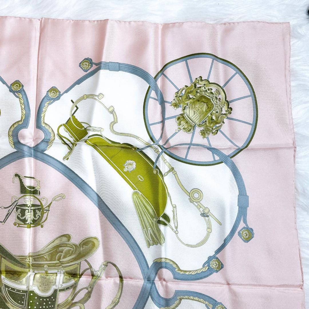 エルメス カレ90 スプリングス シルク100% ピンク　マルチカラー スカーフ