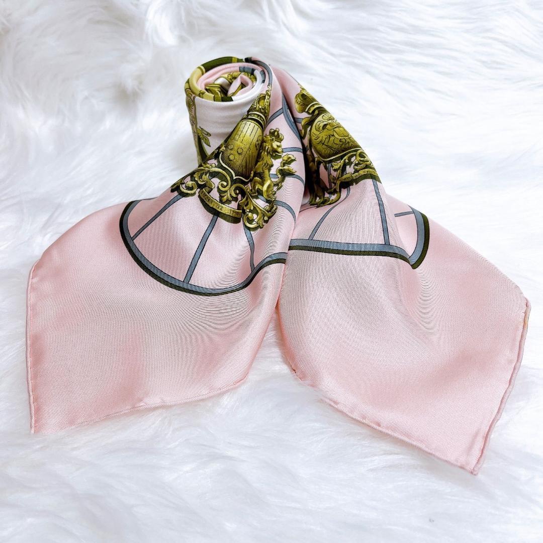 エルメス カレ90 スプリングス シルク100% ピンク　マルチカラー スカーフ