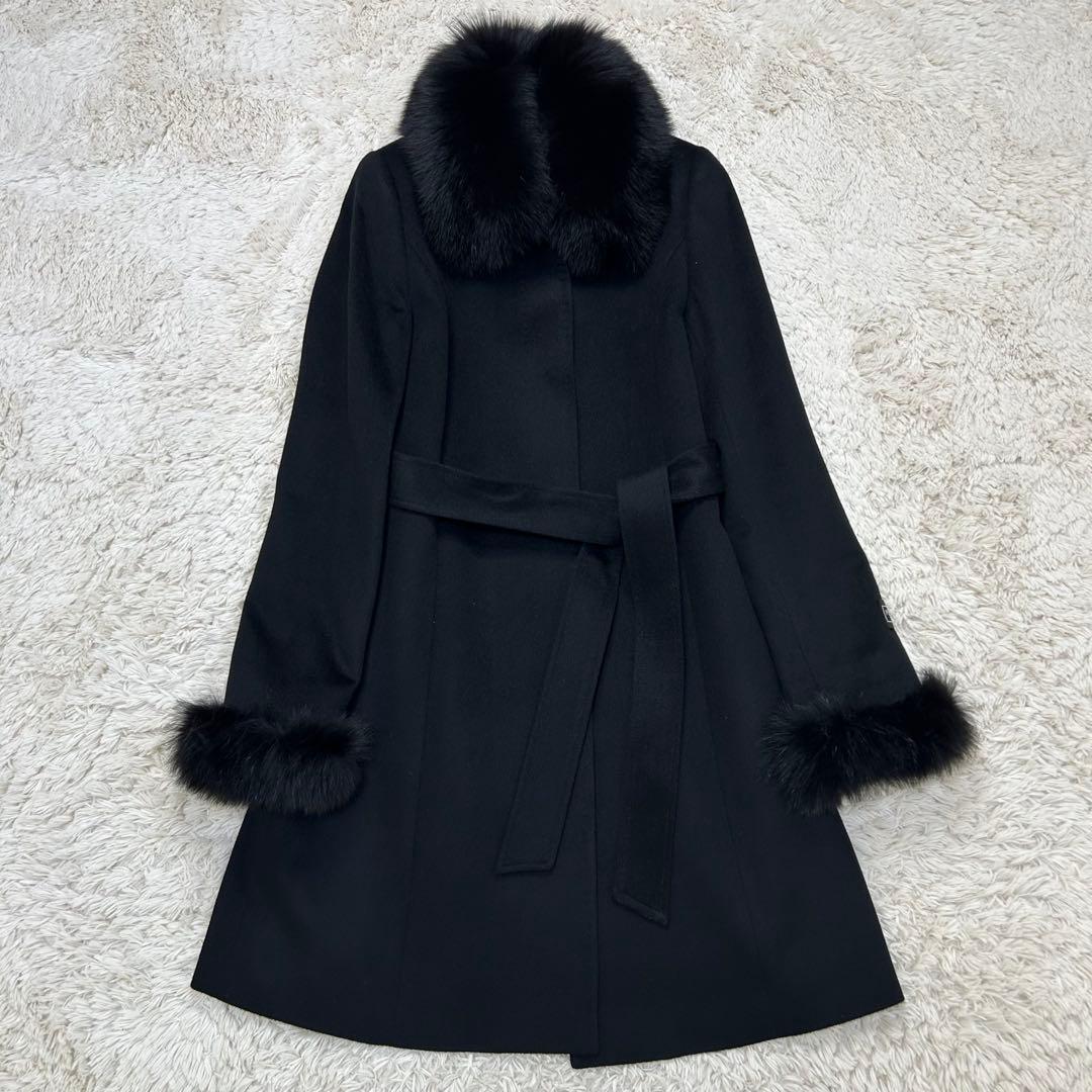 極美品⭐︎ SAGAFURS カシミヤ 100% ベルト コート 黒 フォックス