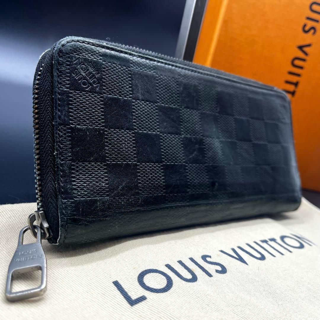 LOUIS VUITTON 長財布 ヴェルティカル ダミエ アンフィニ 本革 黒