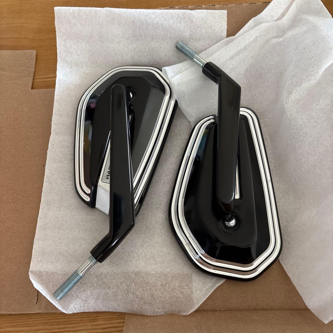 ハーレーダビッドソン エンパイアミラー ブラックエッジカット ブラック/シルバー