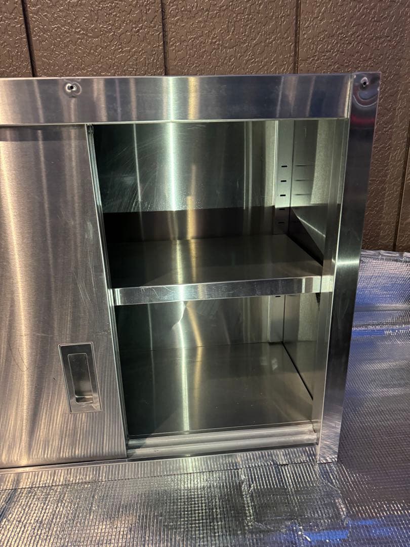 スライド扉式　吊り棚　ステンレス製品　食器棚　収納棚　中古品