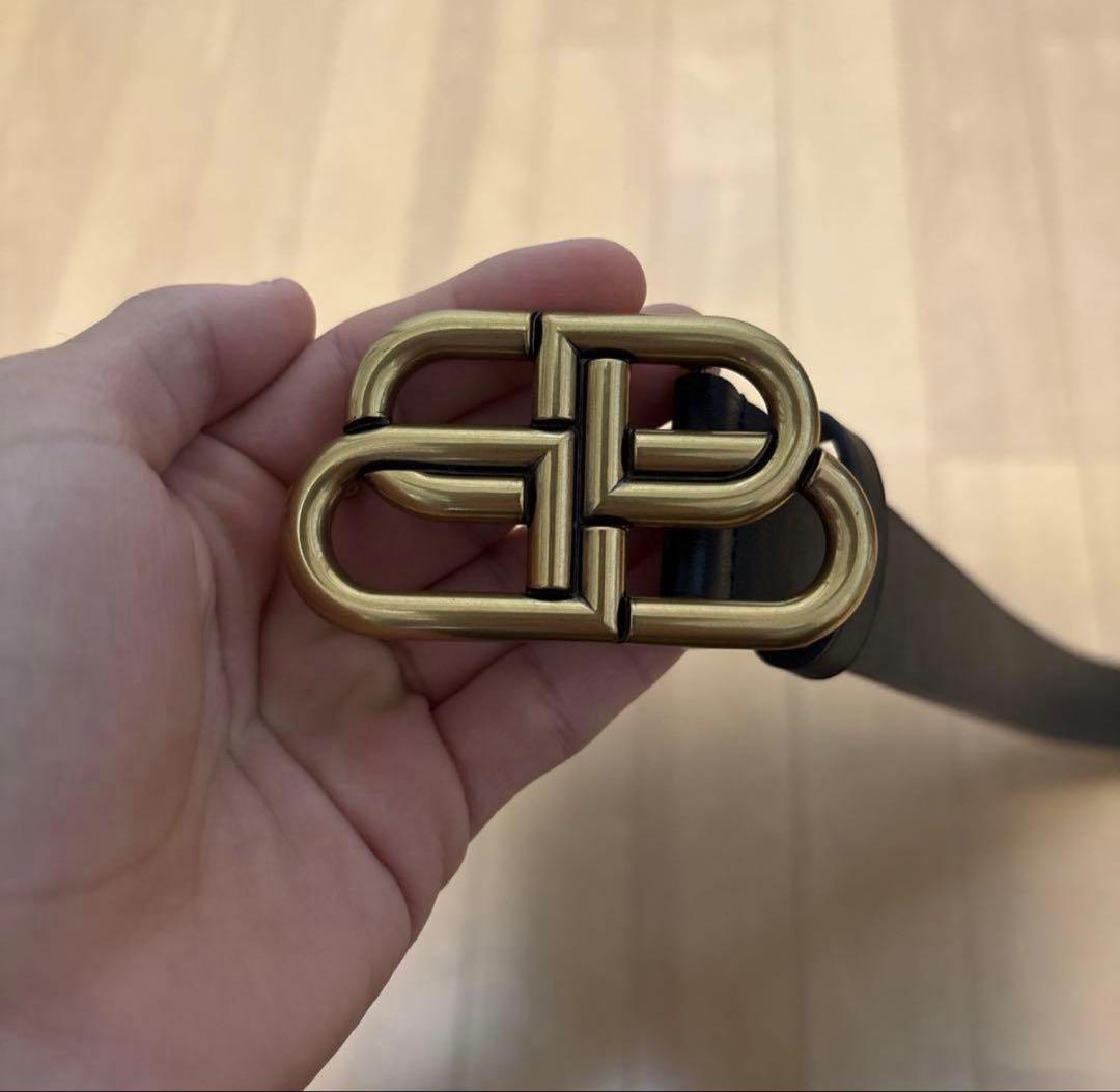 BALENCIAGA ブラック ベルト ゴールドバックル