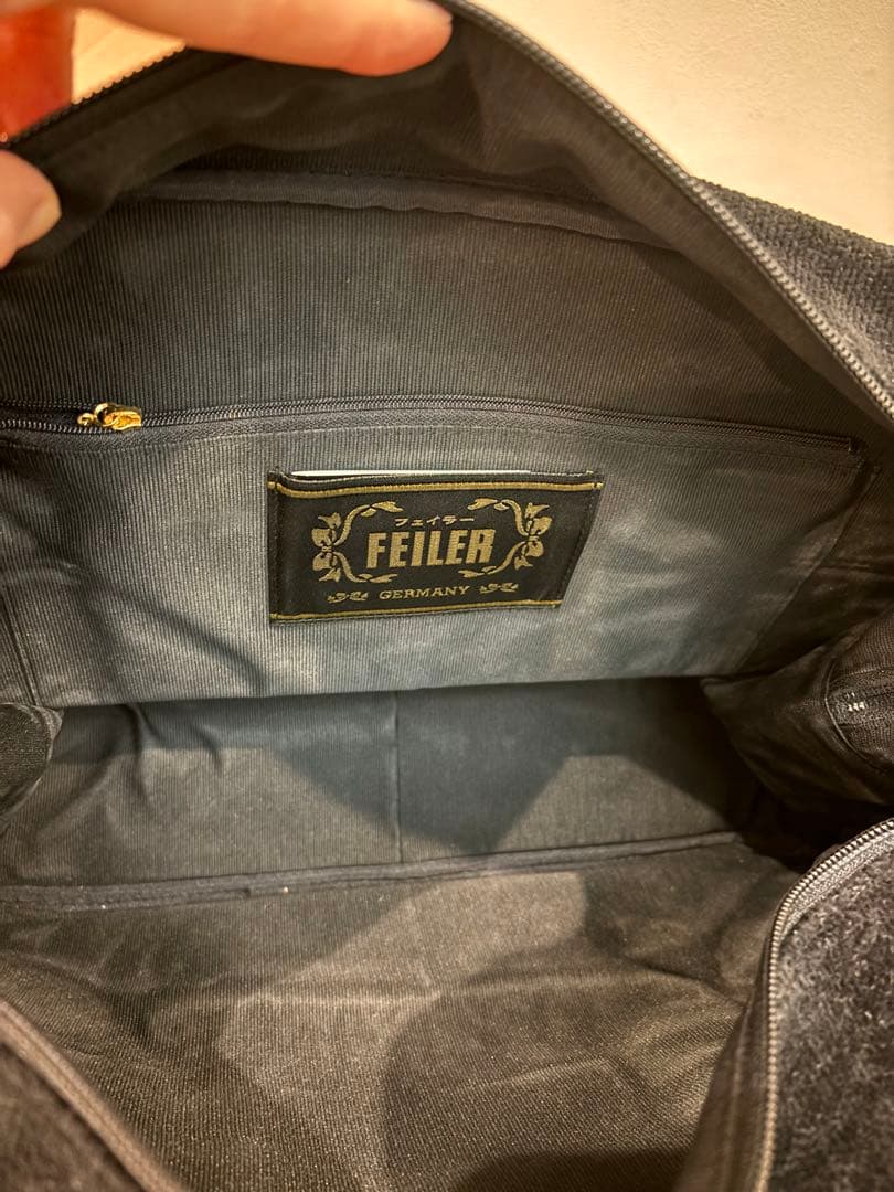 美品 フェイラー FEILER ハンドバッグ ボストンロゴ シェニール織 大容量