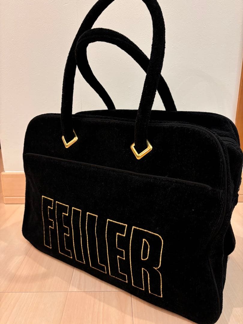 美品 フェイラー FEILER ハンドバッグ ボストンロゴ シェニール織 大容量