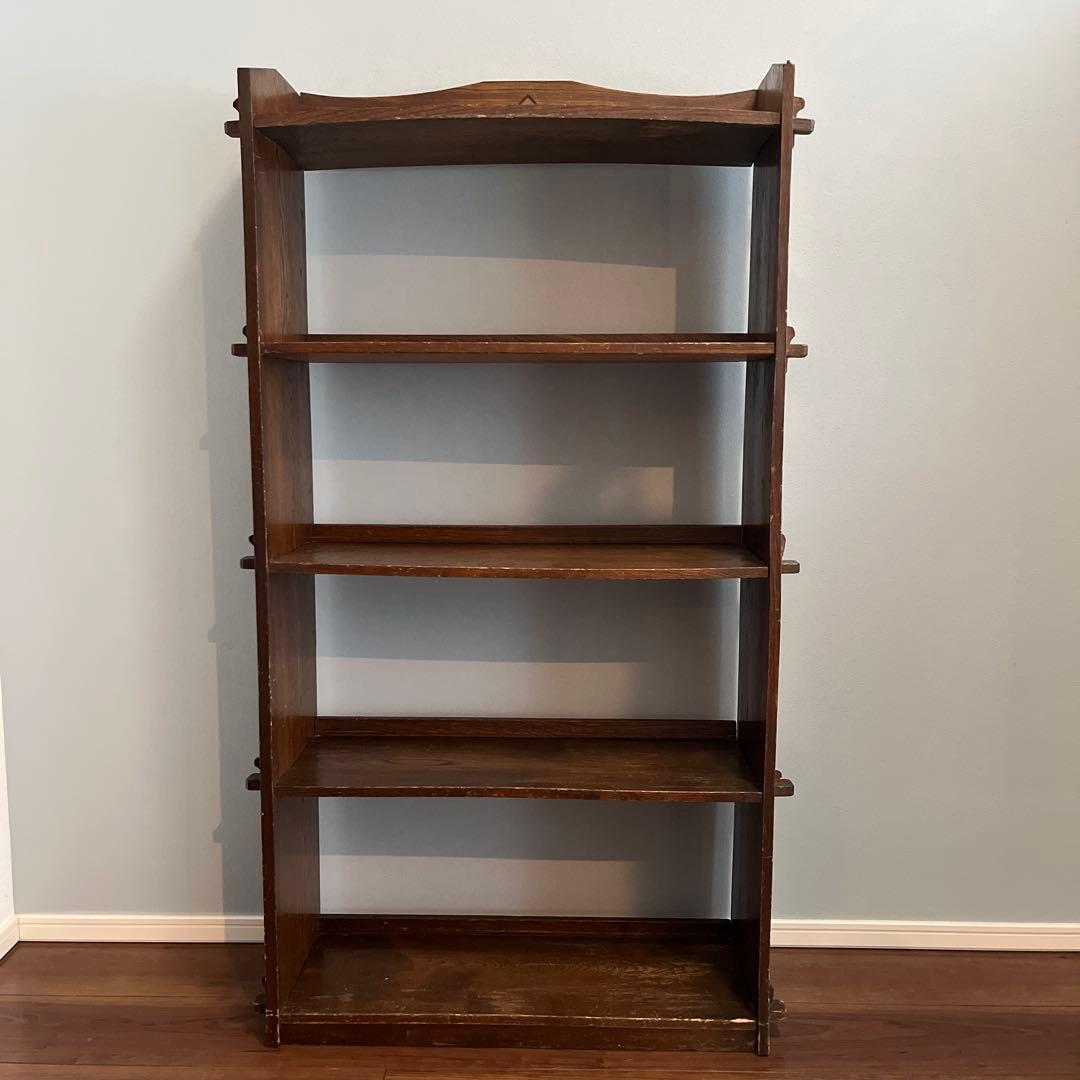 昭和レトロ　本棚　飾り棚　木製オープンシェルフ 4段 ブラウン