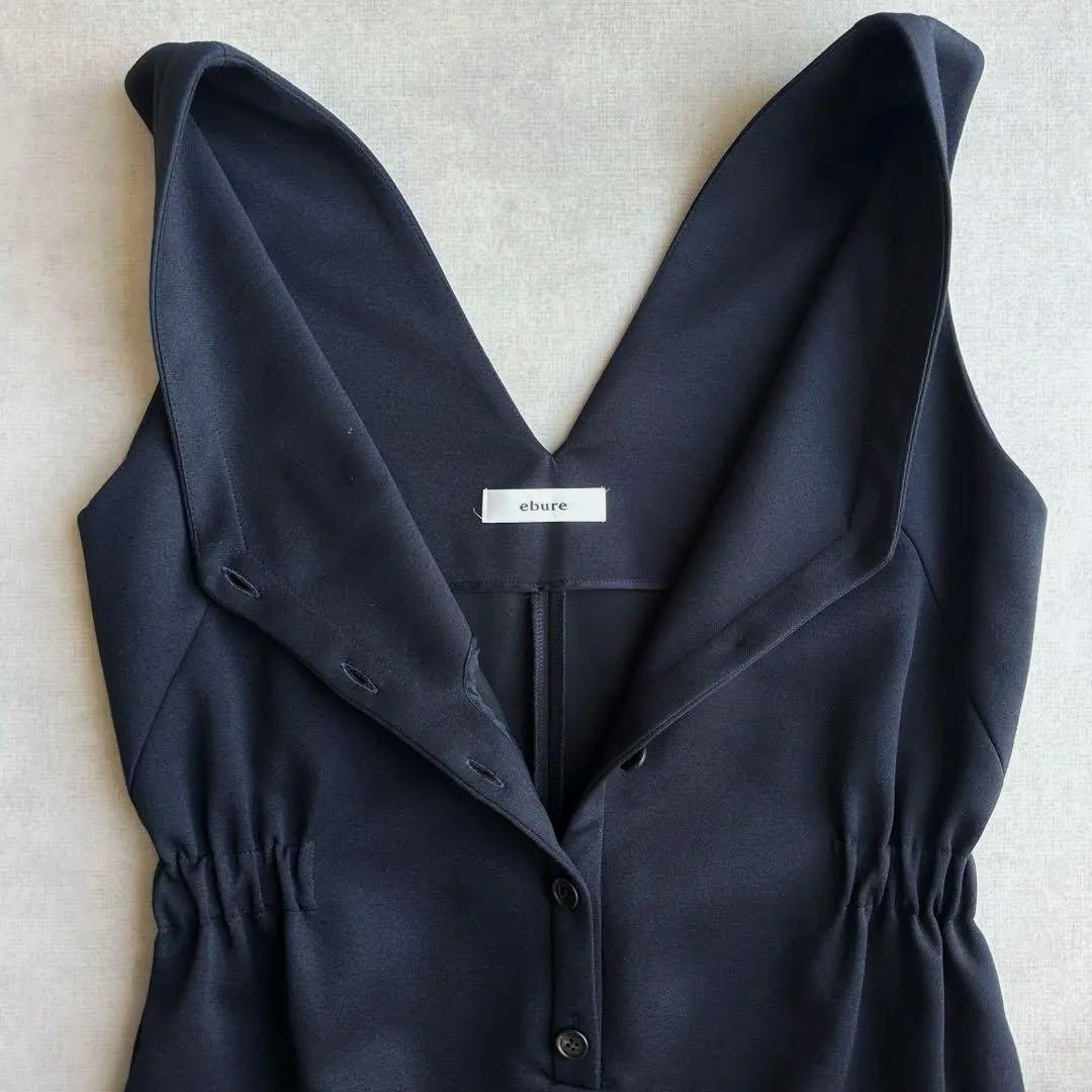美品▲ebure エブール //オールインワン▲ジャンプスーツ ネイビー　濃紺