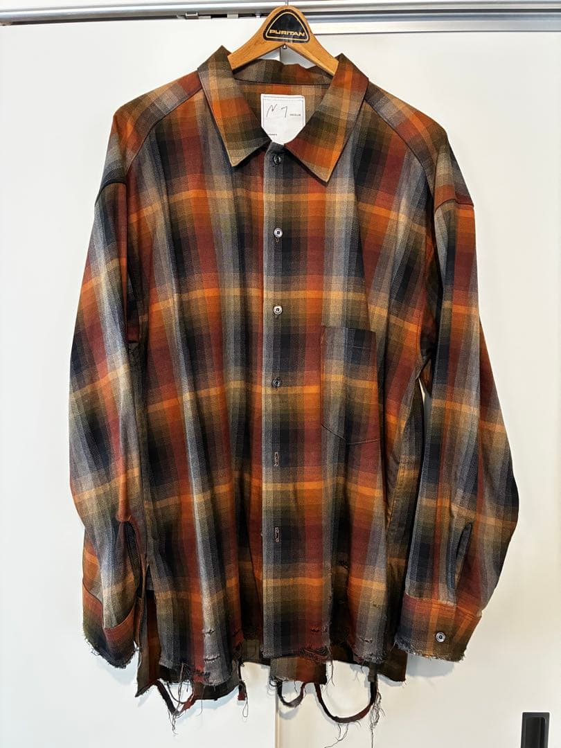 トップス 2 ANCELLM 24AW R/C CHECK CRASH LS SHIRT