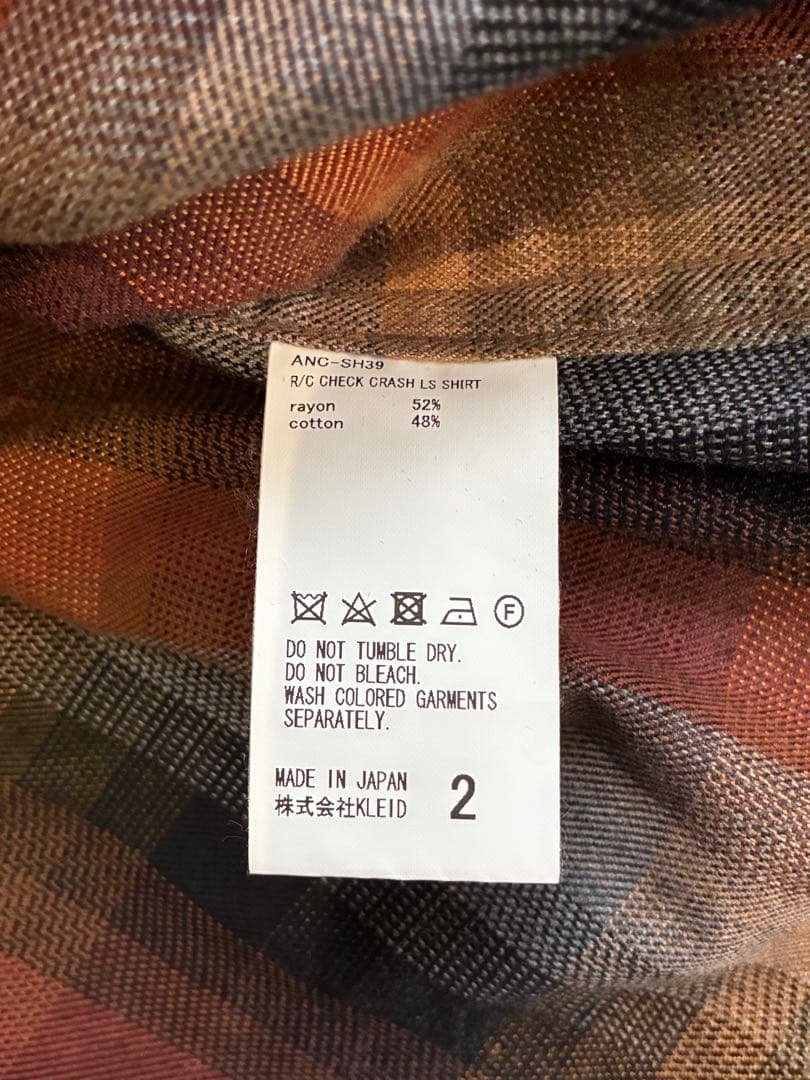 トップス 2 ANCELLM 24AW R/C CHECK CRASH LS SHIRT