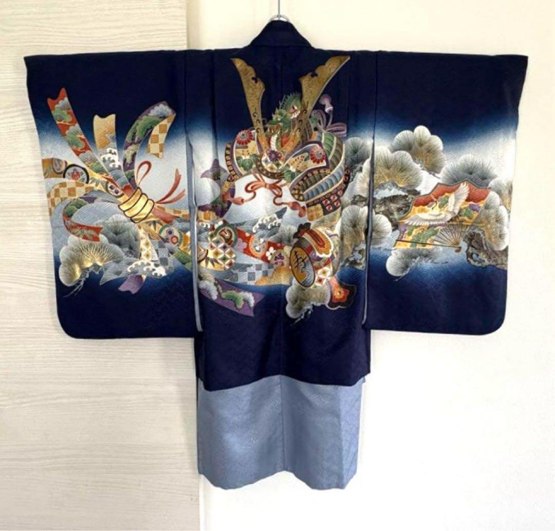 七五三 男の子 羽織り 着物 襦袢 3点セット 5歳男の子 日本製