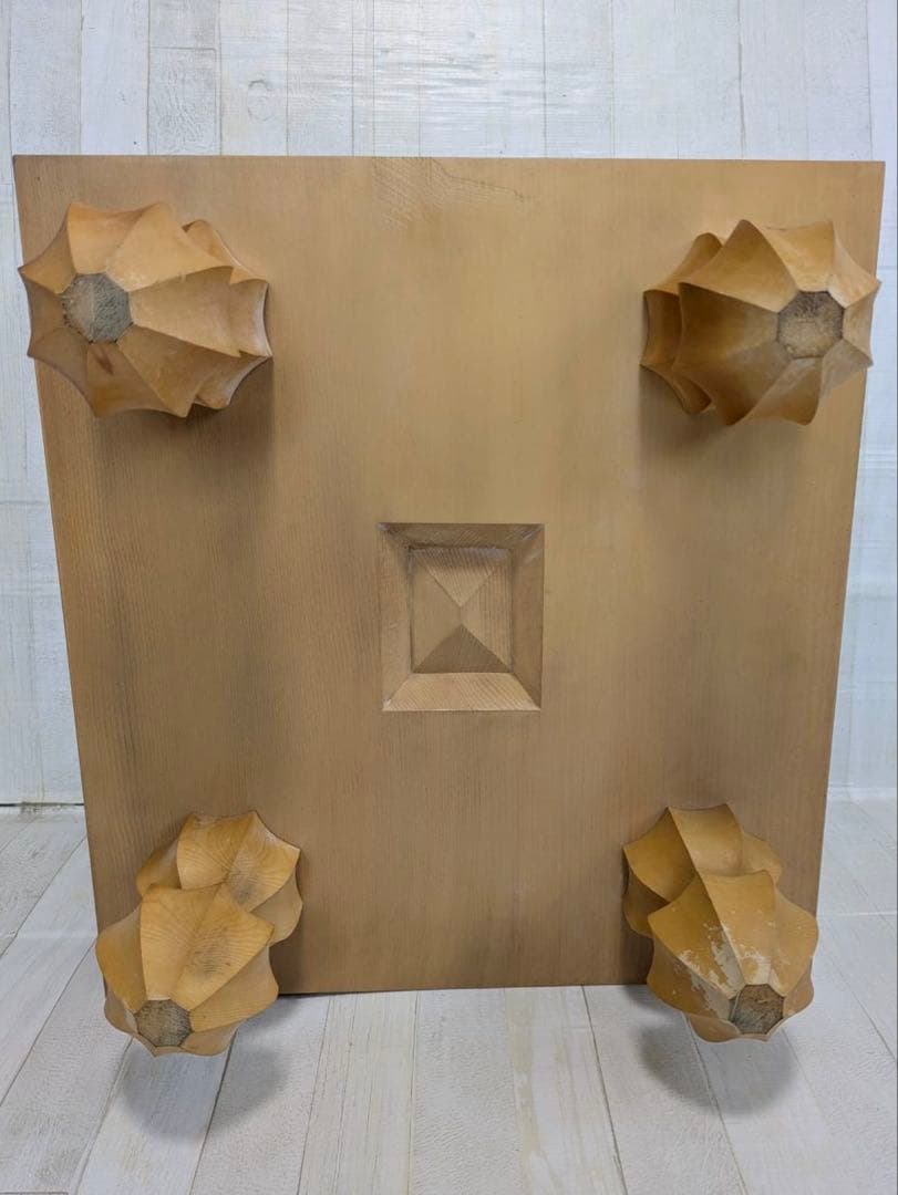 柾目 一枚板 碁盤 厚20.5cm 脚付き へそ付き 蓋付き