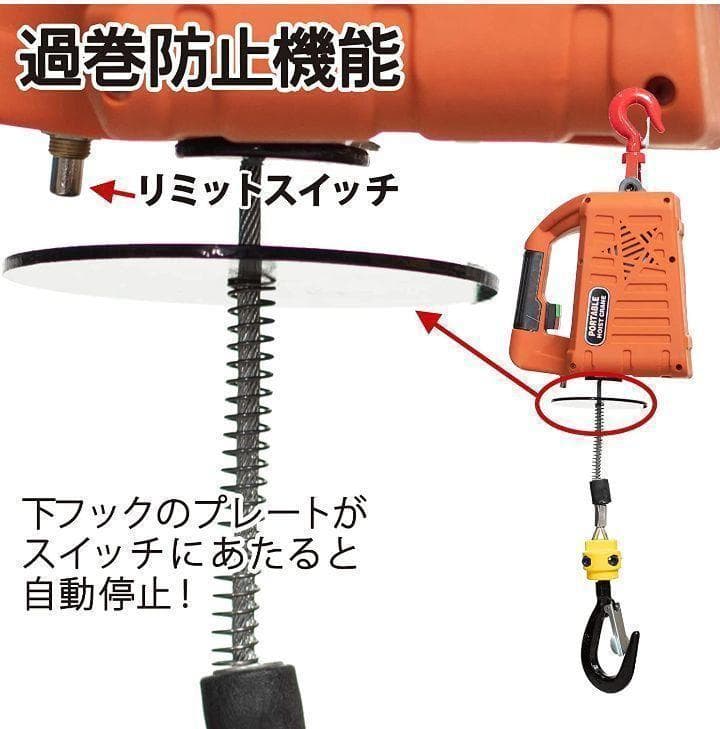 電動ウインチ電動ホイスト1500W (500KGリフト高さ7.6M)1471