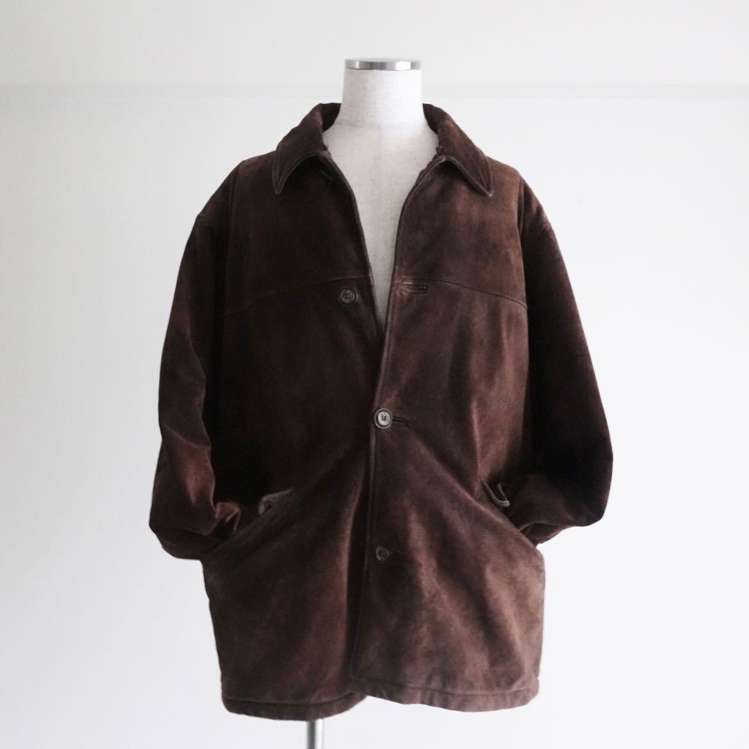 【イタリア製】1980s 90s Suede Leather Car Coat