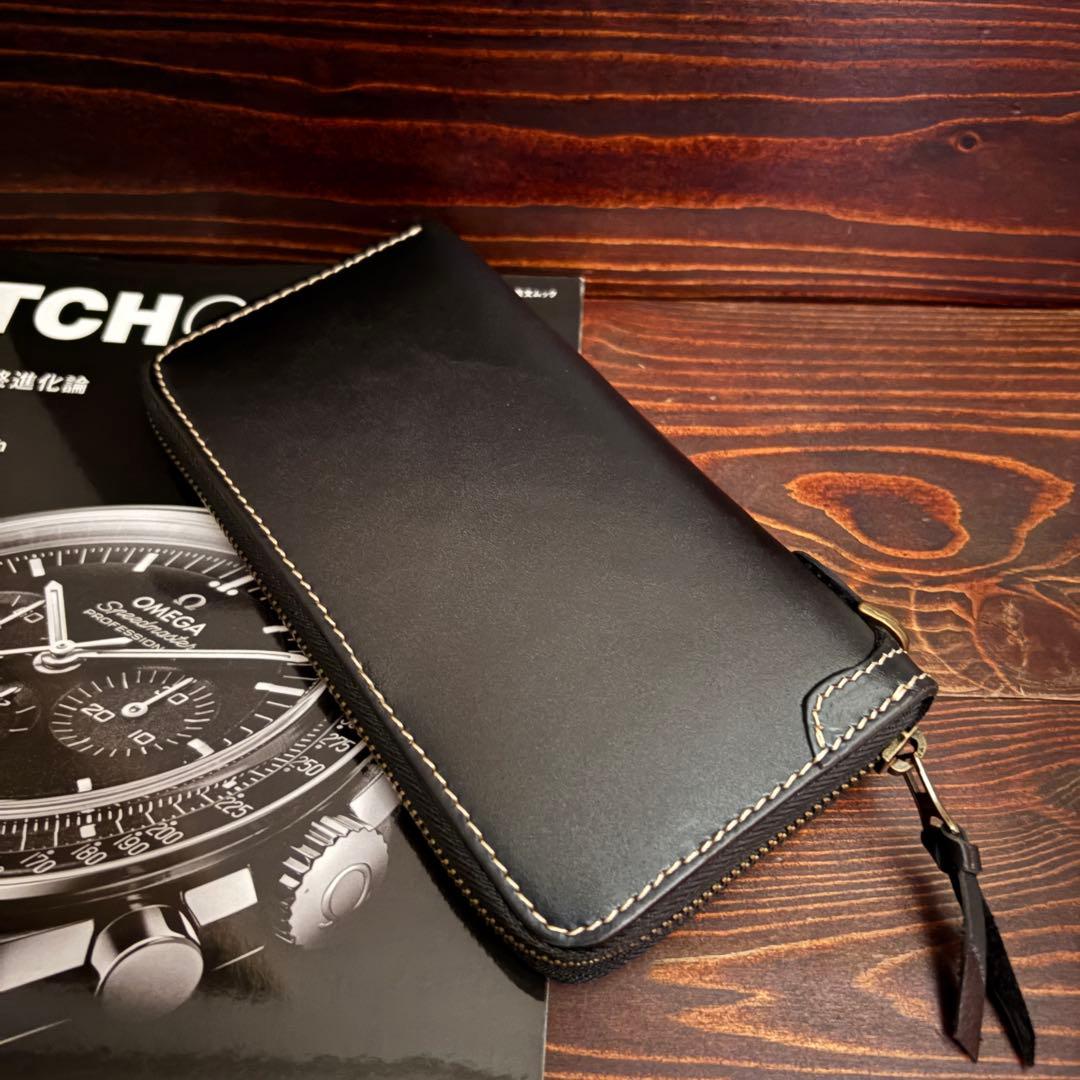 C21 栃木レザー【本革】無双 長財布 黒 Dカン YKK■ブラック バイカーズ