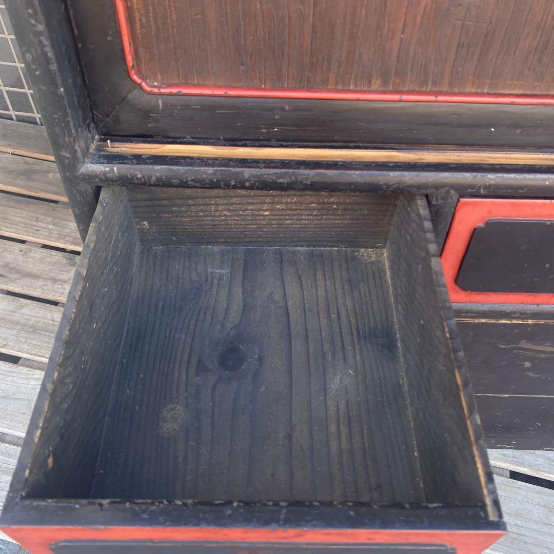 時代物 蒔絵 漆塗り飾り棚 骨董品 大正 大工 アンティーク家具 店舗什器