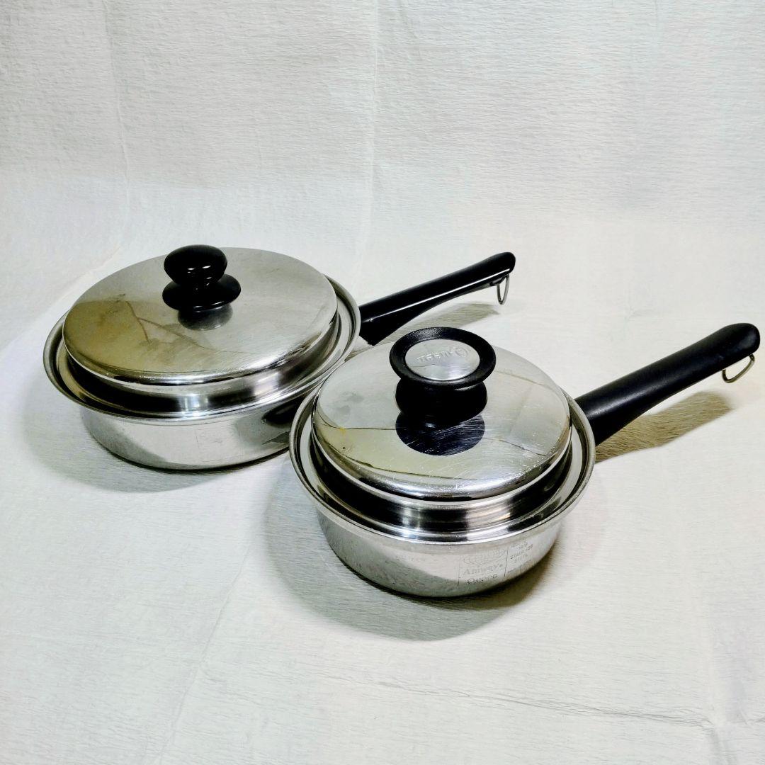 Amway クイーンクック ステンレス 無水鍋 中フライパン 小ソースパン