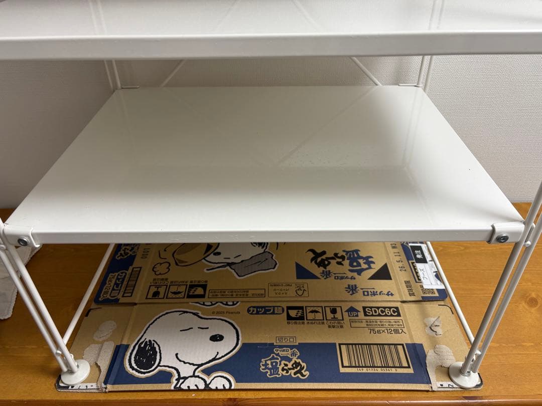 無印スチールユニットシェルフ　スチールラック　小　ライトグレー　バスケット付